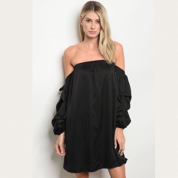 BLACK OFF THE SHOULDER DRESS - Picture 3 of 4